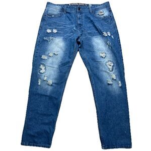 JORDAN CRAIG‎ MENS JEANS 42x 32 RN 79771 Streetwear DISTRESSED Blue Denim